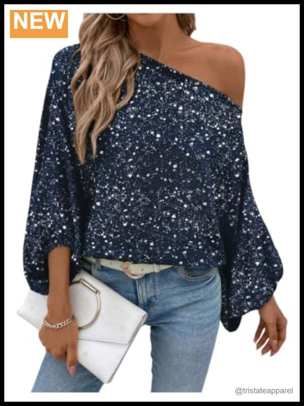 Off Shoulder Sparkly Sequin Long Sleeve Velvet Blouse Party Top